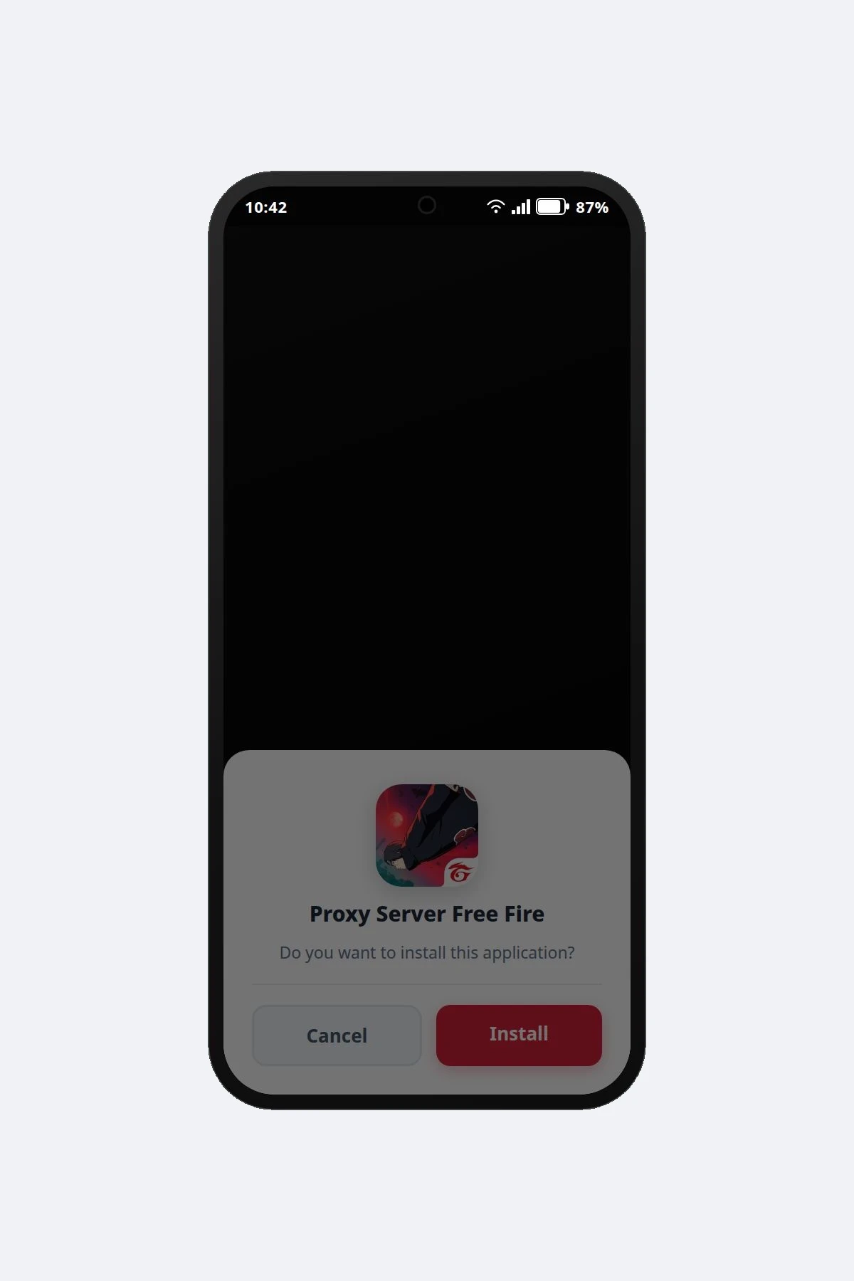 Android install dialog for Proxy Server Free Fire