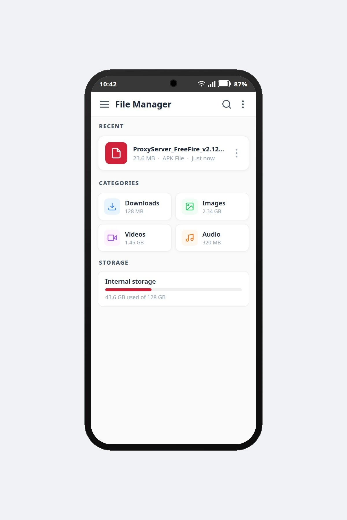 File Manager showing downloaded APK